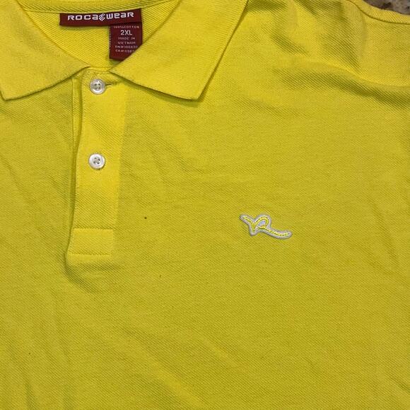 Rocawear Polo‎ Shirt Mens 2XL Yellow Baggy Loose Grunge Hip Hop Y2K - Picture 1 of 8
